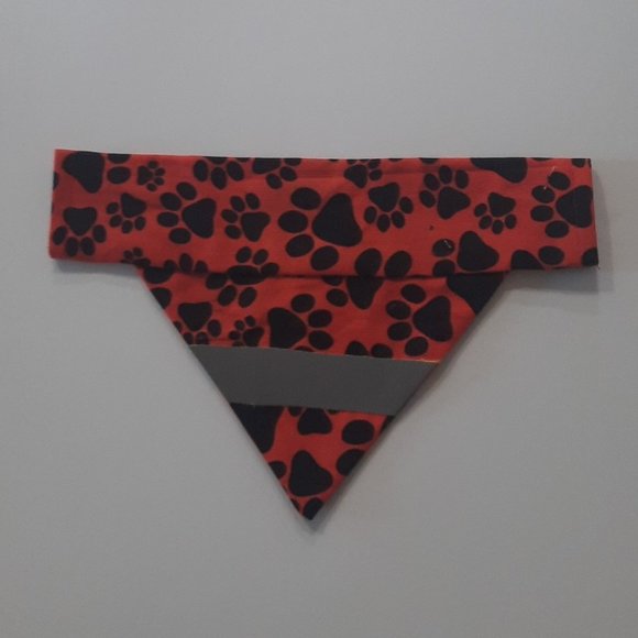 Dog Bandana Other - Red Paw Print Reflector / Over the collar Pet Dog Bandana